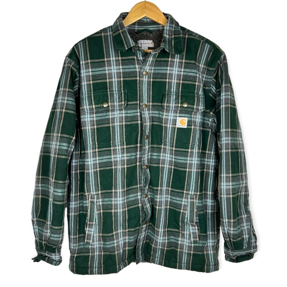 COPY - Carhartt Hubbard Sherpa Lined Shirt Jacket for Mens, Canopy Green Size L…